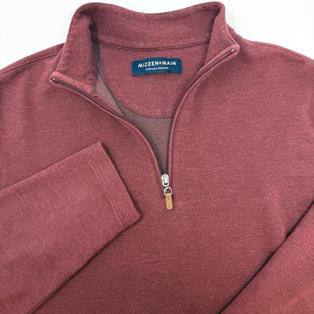 Mizzen+Main Mens Medium Performance 1/4 Zip Pullover‎ Burgundy Heather